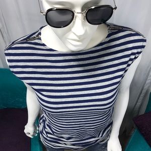 Michael Kors | Blue Gray Sleeveless Ruched Sides Zipper Detail Shoulders | Small